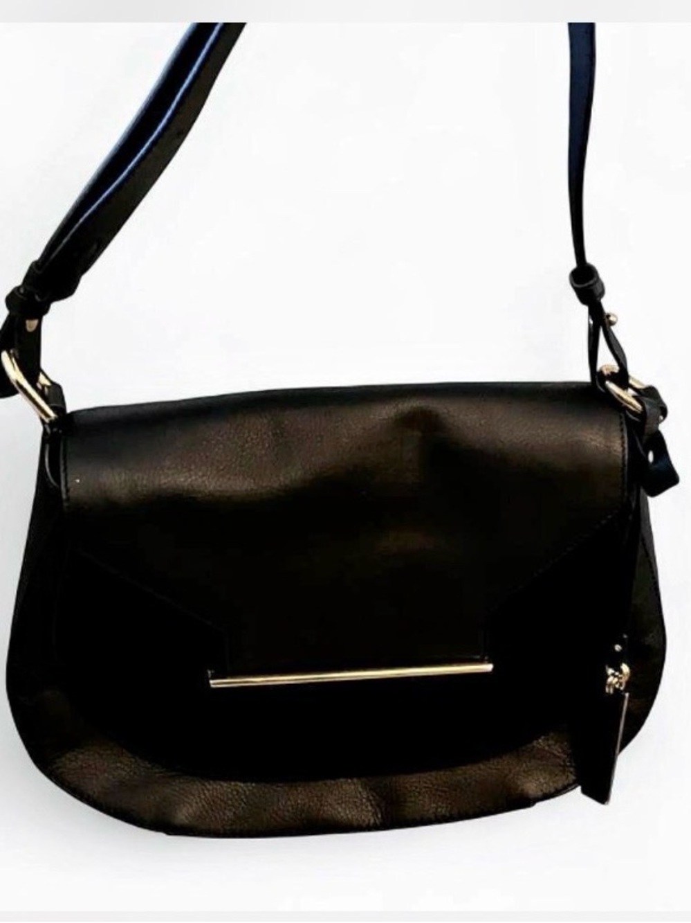 Vince Cumuto vintage genuine Classic Black Leather shoulder Bag with Gold detail